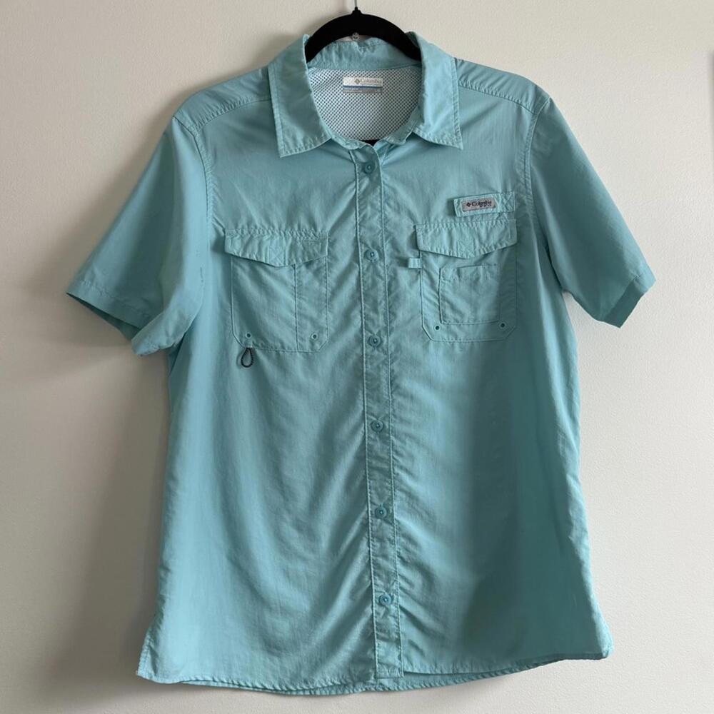 Columbia PFG Womens Large Short Sleeve Bahama II Vented Omni Shade Button Up